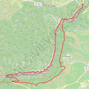 Itinéraire Hortus v1, distance, dénivelé, altitude, carte, profil, trace GPS