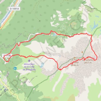 Itinéraire Traversée du Taillefer, distance, dénivelé, altitude, carte, profil, trace GPS