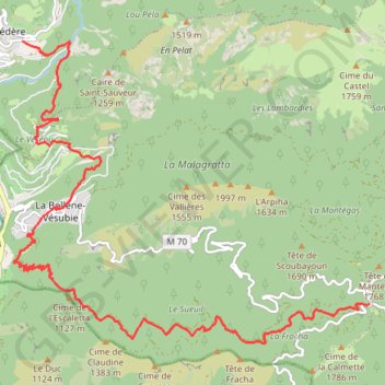 Itinéraire Belvédère > Col de Turini (Via Alpina), distance, dénivelé, altitude, carte, profil, trace GPS
