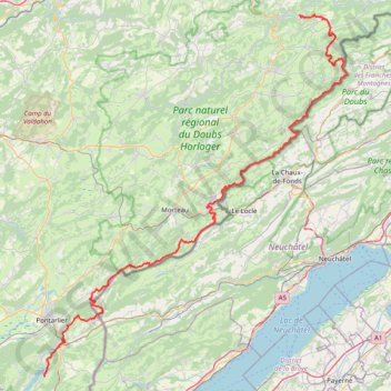 Itinéraire GR 5 : De Soulce-Cernay à Montperreux (Doubs), distance, dénivelé, altitude, carte, profil, trace GPS