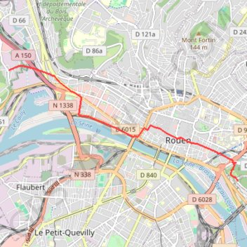 Itinéraire rouen_-_canteleu_traversee_rouen (1), distance, dénivelé, altitude, carte, profil, trace GPS