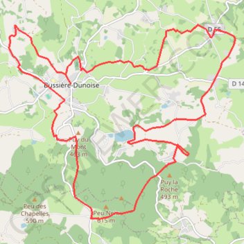 Itinéraire Circuit 27 La Brégère - Espace Trail des Monts de Guéret, distance, dénivelé, altitude, carte, profil, trace GPS