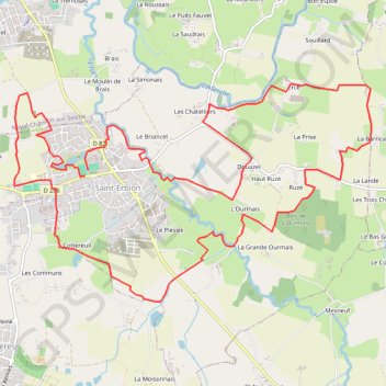 Itinéraire Saint-Erblon, distance, dénivelé, altitude, carte, profil, trace GPS