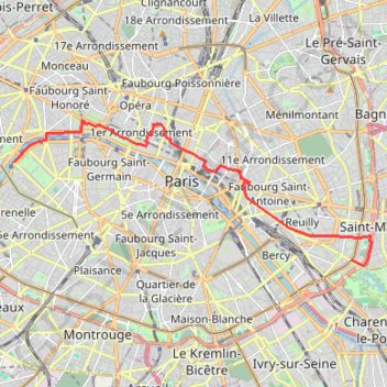Itinéraire Paris Iéna - porte Dorée, distance, dénivelé, altitude, carte, profil, trace GPS