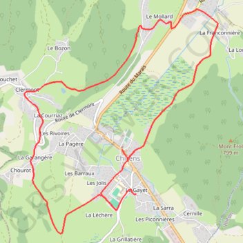 Itinéraire Pays Voironnais - Circuit du Marais de Chirens, distance, dénivelé, altitude, carte, profil, trace GPS