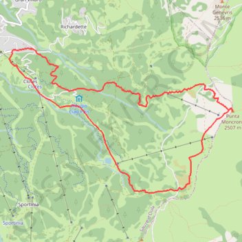 Itinéraire Punta Moncrons, distance, dénivelé, altitude, carte, profil, trace GPS
