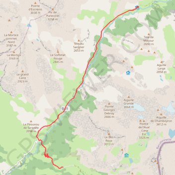 Itinéraire La Fouillouse-Maljasset, distance, dénivelé, altitude, carte, profil, trace GPS