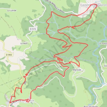 Itinéraire Boucle Montjaux - Castelnau-Pégayrols, distance, dénivelé, altitude, carte, profil, trace GPS
