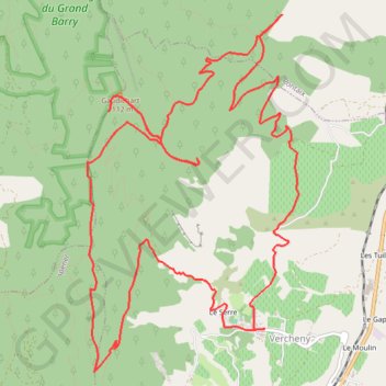 Itinéraire Crêtes du Grand Barry-Gaudichart au départ de Vercheny-le-Temple, distance, dénivelé, altitude, carte, profil, trace GPS