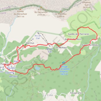 Itinéraire ayères, distance, dénivelé, altitude, carte, profil, trace GPS