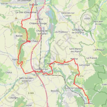 Itinéraire La Via Arverna (Issoire - Jumeaux), distance, dénivelé, altitude, carte, profil, trace GPS