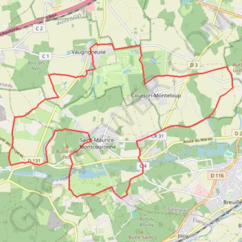 Itinéraire Autour de Vaugrigneuse, distance, dénivelé, altitude, carte, profil, trace GPS