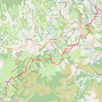 Itinéraire labourd2022_j2, distance, dénivelé, altitude, carte, profil, trace GPS