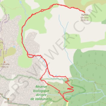 Itinéraire Punta Licciola, distance, dénivelé, altitude, carte, profil, trace GPS