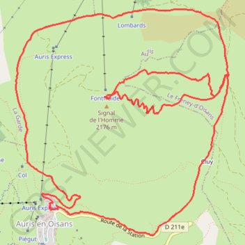 Itinéraire Auris signal de l'homme par Cluy, distance, dénivelé, altitude, carte, profil, trace GPS