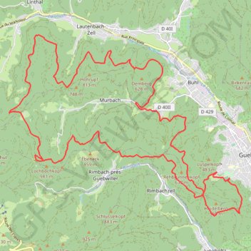 Itinéraire Guebwiller - Circuit de Judenhut, distance, dénivelé, altitude, carte, profil, trace GPS