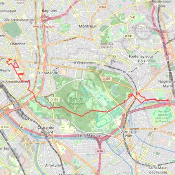 Itinéraire Nogent sur Marne - Vincennes Picpus, distance, dénivelé, altitude, carte, profil, trace GPS