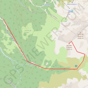 Itinéraire Jas des Lièvres, distance, dénivelé, altitude, carte, profil, trace GPS