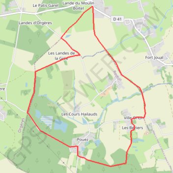Itinéraire Orgères : La balade de Pouez, distance, dénivelé, altitude, carte, profil, trace GPS