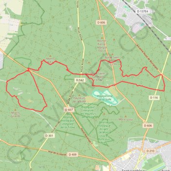 Itinéraire Boucle dans la forêt de Fontainebleau, distance, dénivelé, altitude, carte, profil, trace GPS