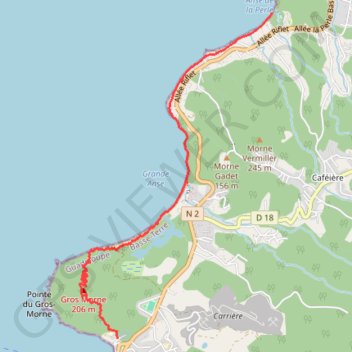 Itinéraire Littoral Deshaies, distance, dénivelé, altitude, carte, profil, trace GPS