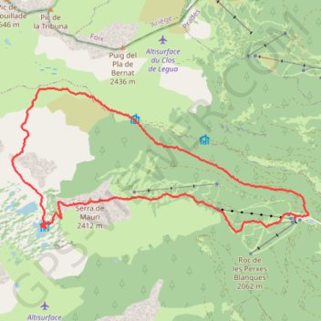Itinéraire Randonnée boucle lacs camporells, distance, dénivelé, altitude, carte, profil, trace GPS