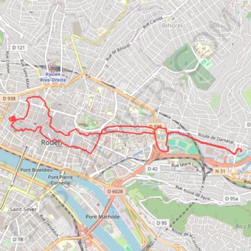 Itinéraire Rando à Rouen, distance, dénivelé, altitude, carte, profil, trace GPS