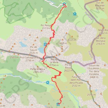 Itinéraire Hospice de France - port de Venasque - Rencluse, distance, dénivelé, altitude, carte, profil, trace GPS