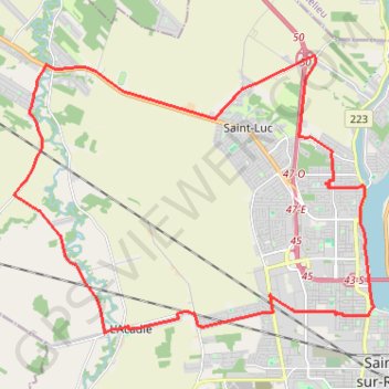 Itinéraire Saint-Jean-sur-Richelieu - Acadie, distance, dénivelé, altitude, carte, profil, trace GPS