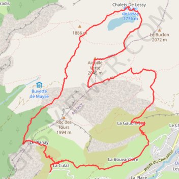 Itinéraire Lac de Lessy (Le Chinaillon - Bornes), distance, dénivelé, altitude, carte, profil, trace GPS