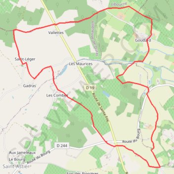 Itinéraire Saint-Léger, entre bois, vignes et vergers de pruniers, distance, dénivelé, altitude, carte, profil, trace GPS