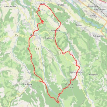 Itinéraire Circuits des vignobles de Monein, distance, dénivelé, altitude, carte, profil, trace GPS