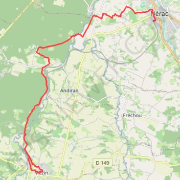Itinéraire De Mézin à Nérac avec le petit train touristique, distance, dénivelé, altitude, carte, profil, trace GPS