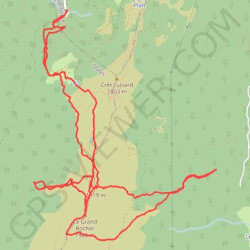 Itinéraire Tricotage au tour du Grand Rocher, distance, dénivelé, altitude, carte, profil, trace GPS
