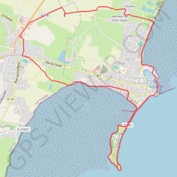 Itinéraire Saint-Vaast-la-Hougue (50550), distance, dénivelé, altitude, carte, profil, trace GPS