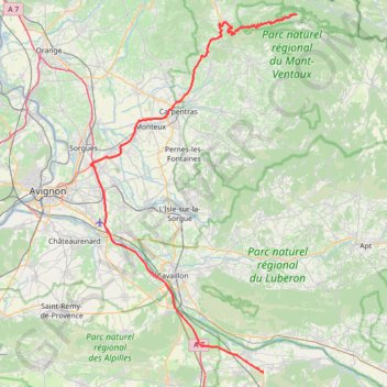 Itinéraire Itinéraire de Station du Mont Serein, Beaumont-du-Ventoux à Moulin De Vernègues, Mallemort, distance, dénivelé, altitude, carte, profil, trace GPS