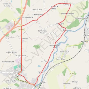 Itinéraire pont_hebert, distance, dénivelé, altitude, carte, profil, trace GPS