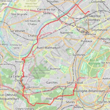 Itinéraire Rando Colombes - Sevres, distance, dénivelé, altitude, carte, profil, trace GPS
