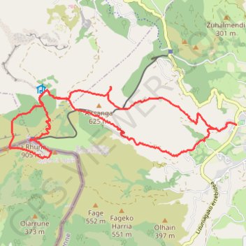 Itinéraire La Rhune depuis Sare, distance, dénivelé, altitude, carte, profil, trace GPS