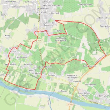 Itinéraire Sentier de Beaumont-en-Véron, distance, dénivelé, altitude, carte, profil, trace GPS