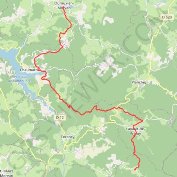 Itinéraire Tour du Morvan - De Ouroux-en-Morvan à Les Brenêts, distance, dénivelé, altitude, carte, profil, trace GPS