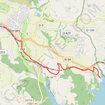 Itinéraire Chorges, distance, dénivelé, altitude, carte, profil, trace GPS