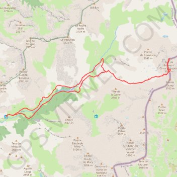 Itinéraire Bric de Rubren, distance, dénivelé, altitude, carte, profil, trace GPS