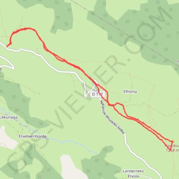 Itinéraire Hauscoa depuis le chalet d'Arlotia, distance, dénivelé, altitude, carte, profil, trace GPS