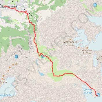 Itinéraire Grindelwald - Schreckhornhütte, distance, dénivelé, altitude, carte, profil, trace GPS
