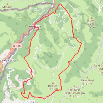 Itinéraire Arnéguy au Col Heganzo, distance, dénivelé, altitude, carte, profil, trace GPS