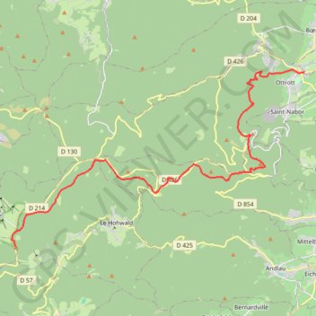 Itinéraire Descente Champ du Feu vers Ottrott, distance, dénivelé, altitude, carte, profil, trace GPS