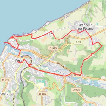 Itinéraire Fecamp cap Fagnet, distance, dénivelé, altitude, carte, profil, trace GPS