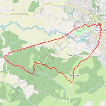 Itinéraire Salies-de-Béarn, distance, dénivelé, altitude, carte, profil, trace GPS