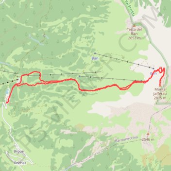 Itinéraire Monte Jafferau, distance, dénivelé, altitude, carte, profil, trace GPS